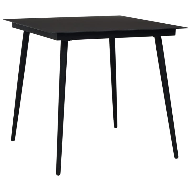 Bowery Hill Cotton Rope/Powder-Coated Steel/Tempered Glass Dining Set in Black