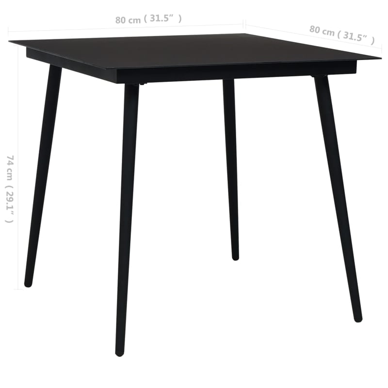 Bowery Hill Cotton Rope/Powder-Coated Steel/Tempered Glass Dining Set in Black
