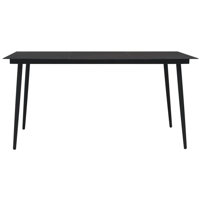 Bowery Hill Cotton Rope/Powder-Coated Steel/Tempered Glass Dining Set in Black