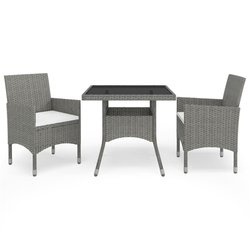 Bowery Hill Dining Set in Gray w/ Poly Rattan Small Removable Covers