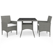 Bowery Hill Dining Set in Gray w/ Poly Rattan Small Removable Covers