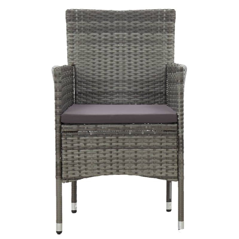 Bowery Hill Dining Set in Gray w/ Poly Rattan Small Removable Covers