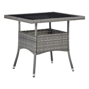 Bowery Hill Dining Set in Gray w/ Poly Rattan Small Removable Covers
