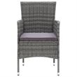 Bowery Hill Dining Set in Gray w/ Poly Rattan/Tempered Glass/Powder-Coated Steel