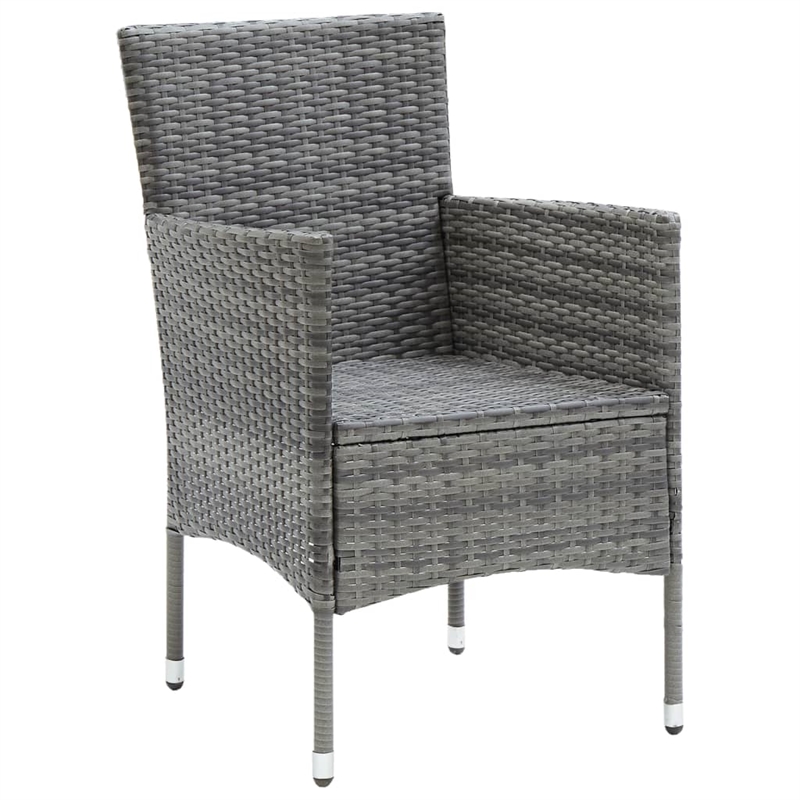 Bowery Hill Dining Set in Gray w/ Poly Rattan/Tempered Glass/Powder-Coated Steel
