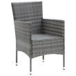 Bowery Hill Dining Set in Gray w/ Poly Rattan/Tempered Glass/Powder-Coated Steel