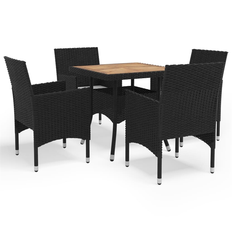 Bowery Hill Contemporary Powder-Coated Dining Set in Black and Brown