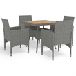 Bowery Hill Contemporary 5 Piece Dining Set in Gray and Brown