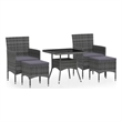 Bowery Hill Contemporary Powder-Coated 5 Piece Garden Dining Set in Gray
