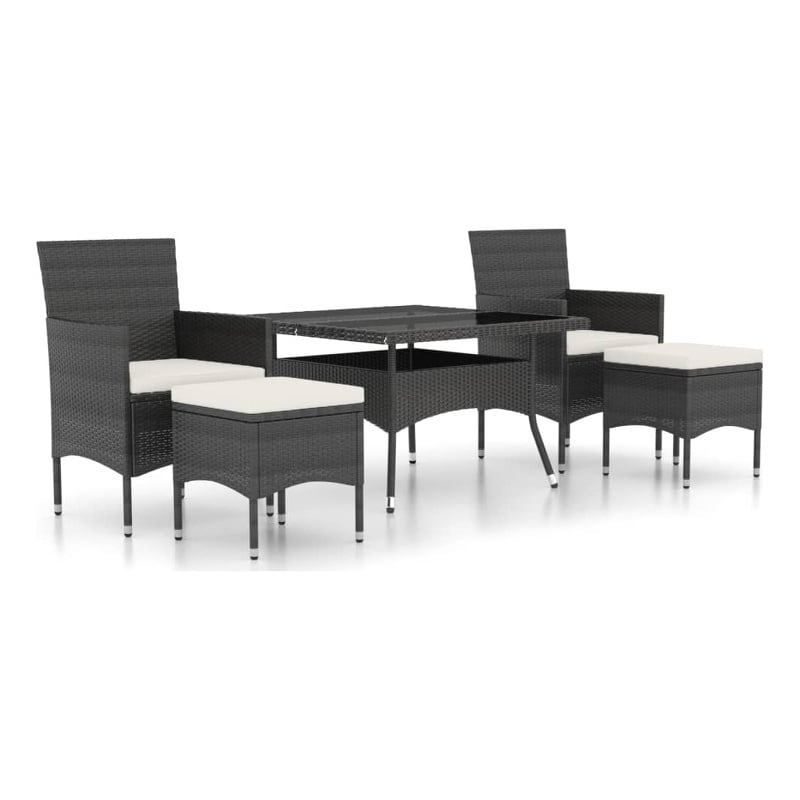 Bowery Hill Contemporary Weather-Resistant Garden Dining Set in Black