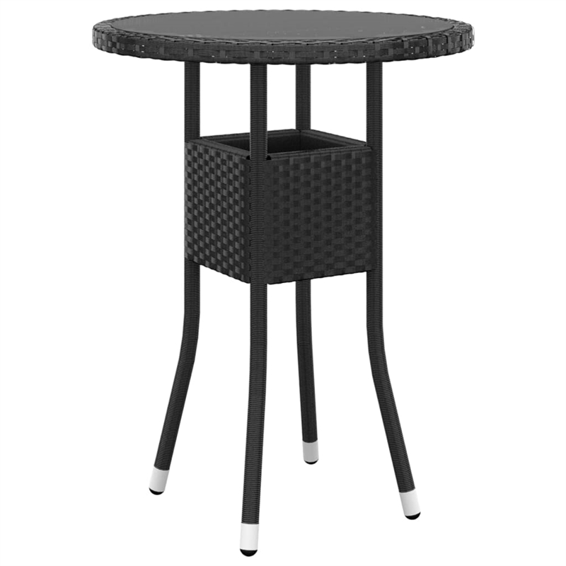 Bowery Hill Garden Dining Set in Black Poly Rattan 3 Piece Set