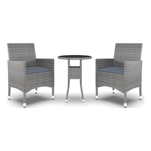 Bowery Hill Garden Dining Set in Gray Poly Rattan Compact Durable