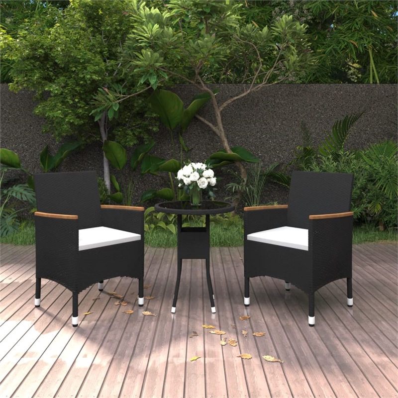 Bowery Hill Contemporary Garden Dining Set in Black/Cream White