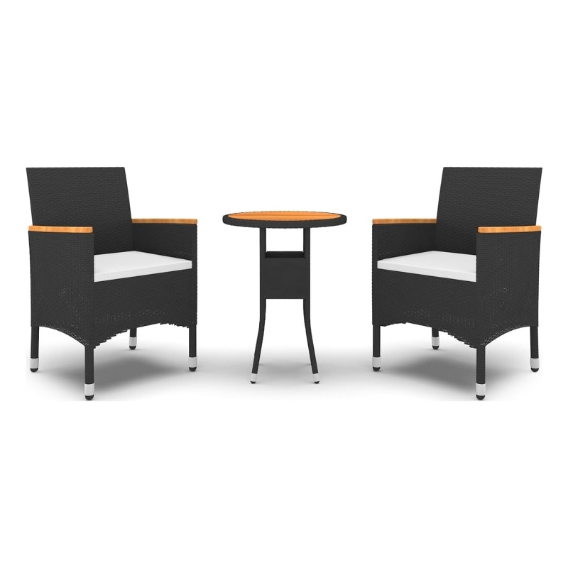 Bowery Hill Contemporary Garden Dining Set in Black/Cream White