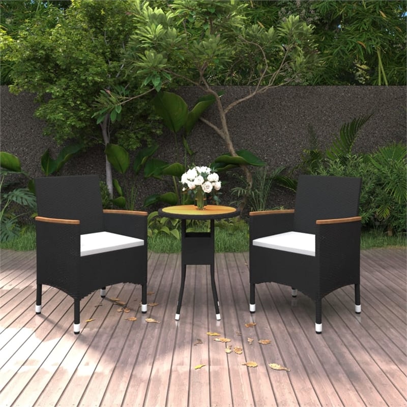 Bowery Hill Contemporary Garden Dining Set in Black/Cream White