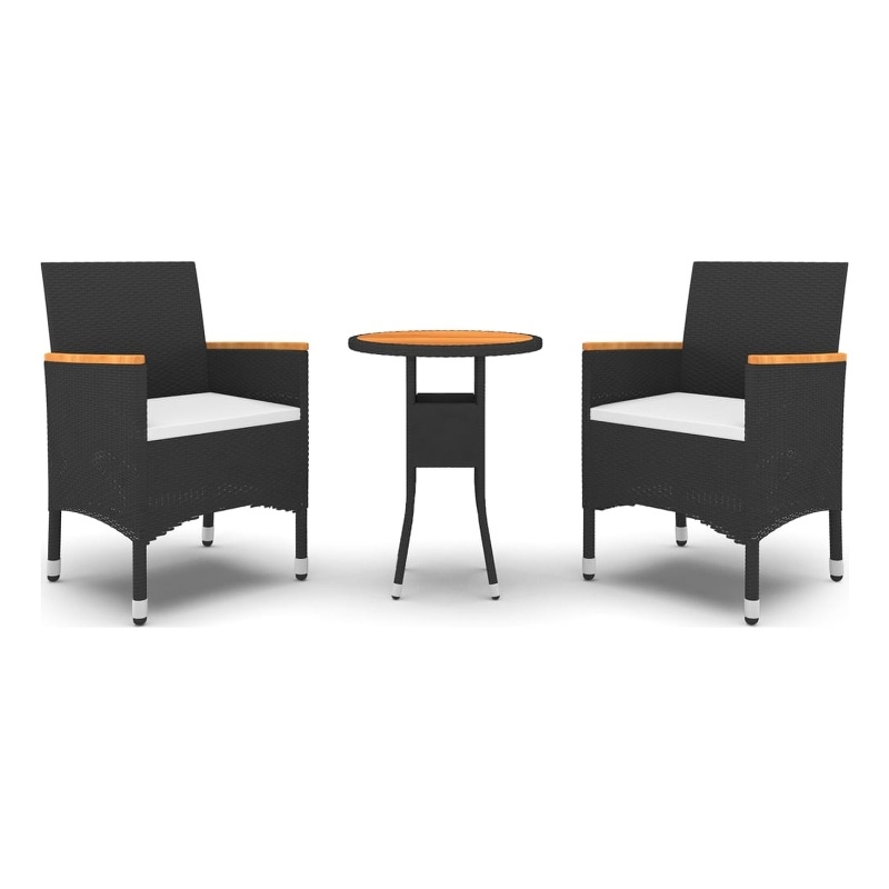 Bowery Hill Contemporary Garden Dining Set in Black/Cream White