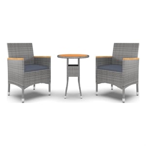 Bowery Hill Contemporary Powder-Coated 3 Piece Garden Dining Set in Gray