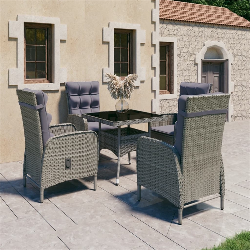 Bowery Hill Contemporary Weather-Resistant 5 Piece Garden Dining Set in Gray