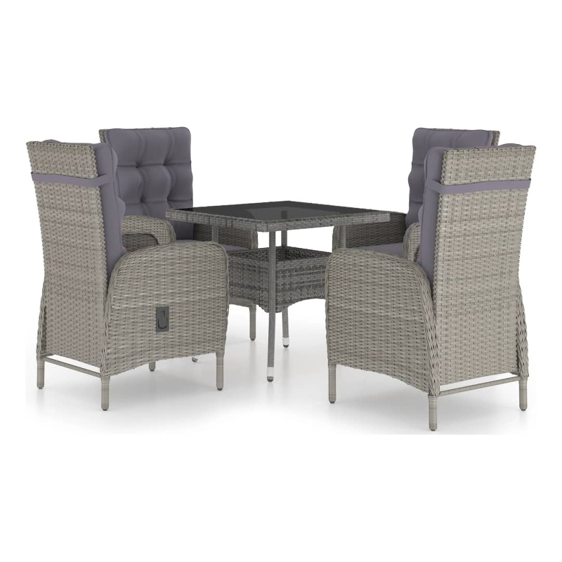 Bowery Hill Contemporary Weather-Resistant 5 Piece Garden Dining Set in Gray