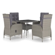 Bowery Hill Contemporary Weather-Resistant 5 Piece Garden Dining Set in Gray