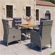 Bowery Hill Contemporary Poly Rattan Garden Dining Set in Gray