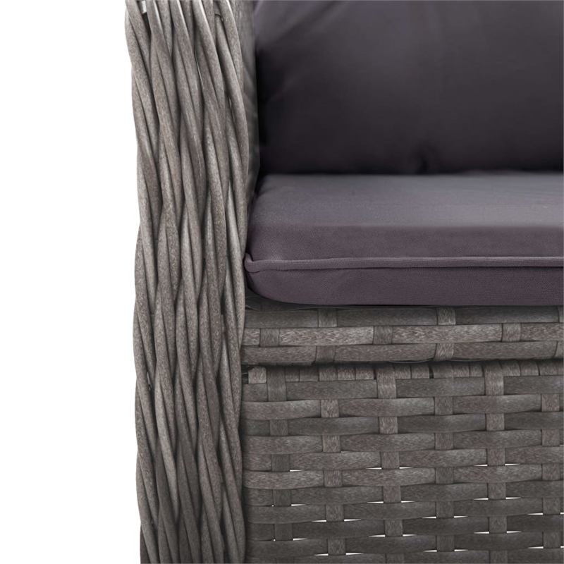 Bowery Hill Contemporary Poly Rattan Garden Dining Set in Gray