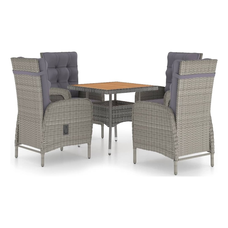 Bowery Hill Contemporary Poly Rattan Garden Dining Set in Gray