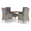 Bowery Hill Contemporary Poly Rattan Garden Dining Set in Gray