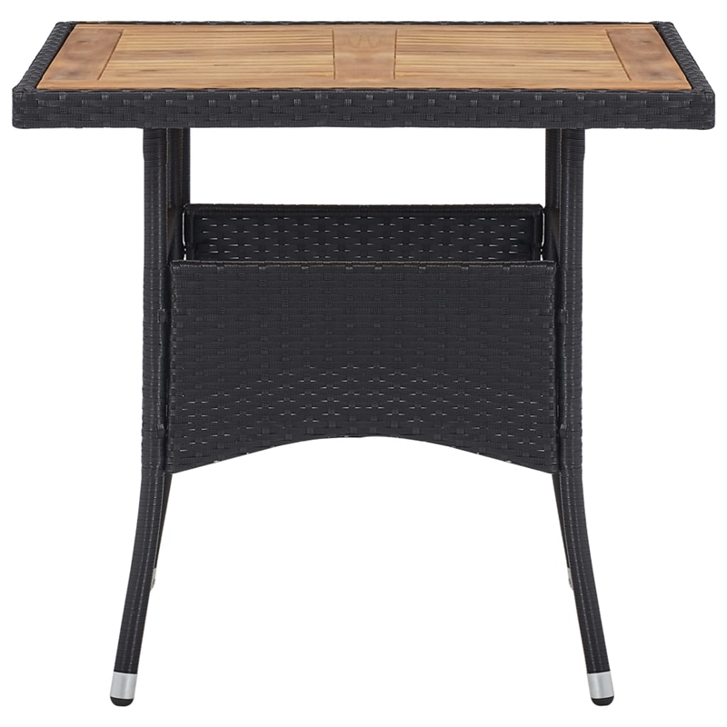 Bowery Hill Garden Dining Set in Black Poly Rattan/Acacia Wood/Steel