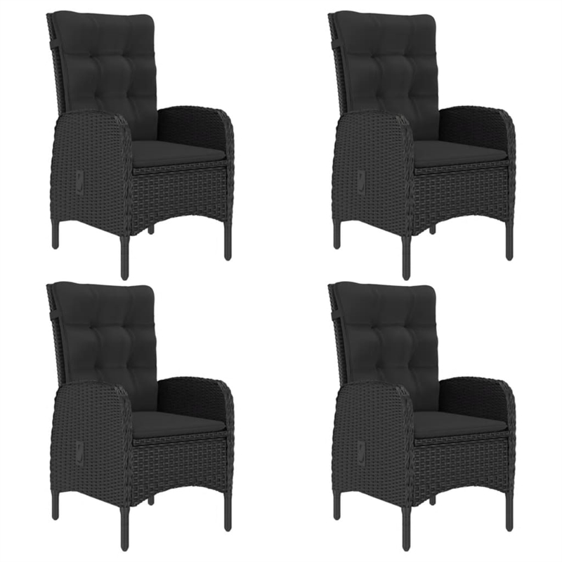 Bowery Hill Garden Dining Set in Black Poly Rattan/Acacia Wood/Steel