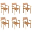 Bowery Hill Solid Teak Wood Large Stackable Garden Dining Set in Warm Brown