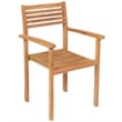 Bowery Hill Solid Teak Wood Large Stackable Garden Dining Set in Warm Brown