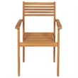 Bowery Hill Solid Teak Wood Large Stackable Garden Dining Set in Warm Brown