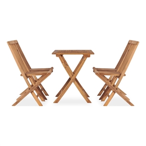 Bowery Hill Fine Sanded Teak HardWood Medium Outdoor Dining Set in Natural Teak