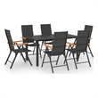 Bowery Hill PE Rattan/WPC/Glass/Aluminum Dining Set in Black/Brown