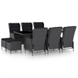 Bowery Hill Contemporary 9 Piece Garden Outdoor Dining Set in Dark Gray