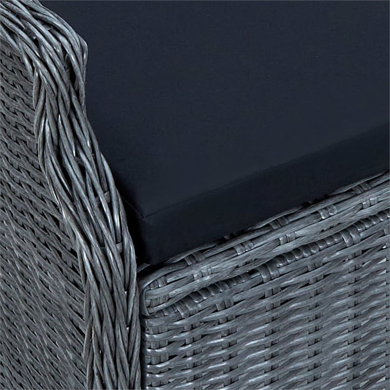 Bowery Hill Contemporary 9 Piece Garden Outdoor Dining Set in Dark Gray