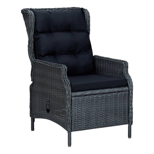Bowery Hill Contemporary 9 Piece Garden Outdoor Dining Set in Dark Gray