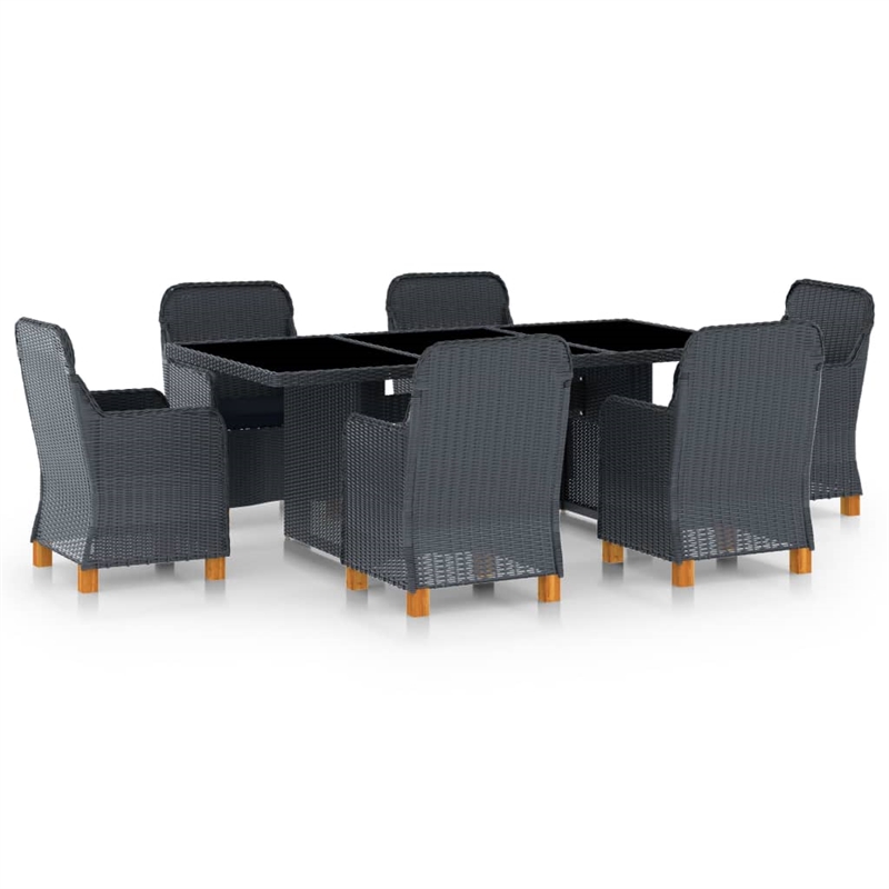 Bowery Hill Contemporary 7 Piece Outdoor Dining Set in Dark Gray