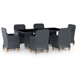 Bowery Hill Contemporary 7 Piece Outdoor Dining Set in Dark Gray