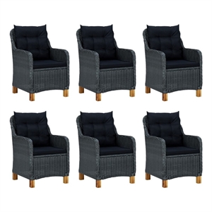 Bowery Hill Contemporary Synthetic Poly Rattan Outdoor Dining Set in Dark Gray