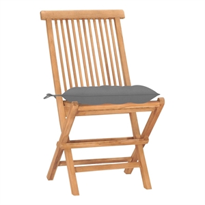 Bowery Hill Teak Wood Small Foldable Outdoor Dining Set in Gray