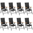 Bowery Hill Aluminum Large Height-Adjustable Dining Set in Black/Brown