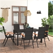 Bowery Hill 7 Piece Aluminum/PE Rattan Dining Set in Black/Brown