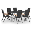 Bowery Hill 7 Piece Aluminum/PE Rattan Dining Set in Black/Brown