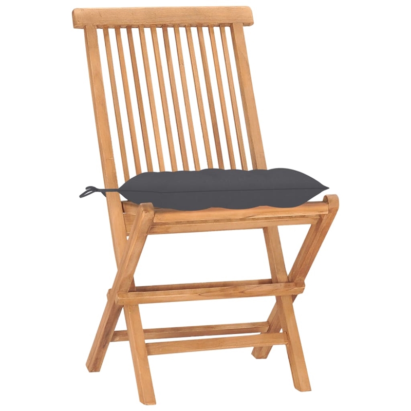 Bowery Hill Teak Wood Medium Foldable Outdoor Dining Set in Gray