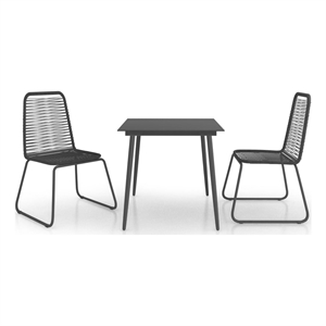 Bowery Hill PVC Rattan Compact Lightweight Dining Set in Black