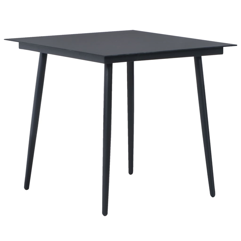 Bowery Hill PVC Rattan/Powder-Coated Steel/Glass Dining Set in Black