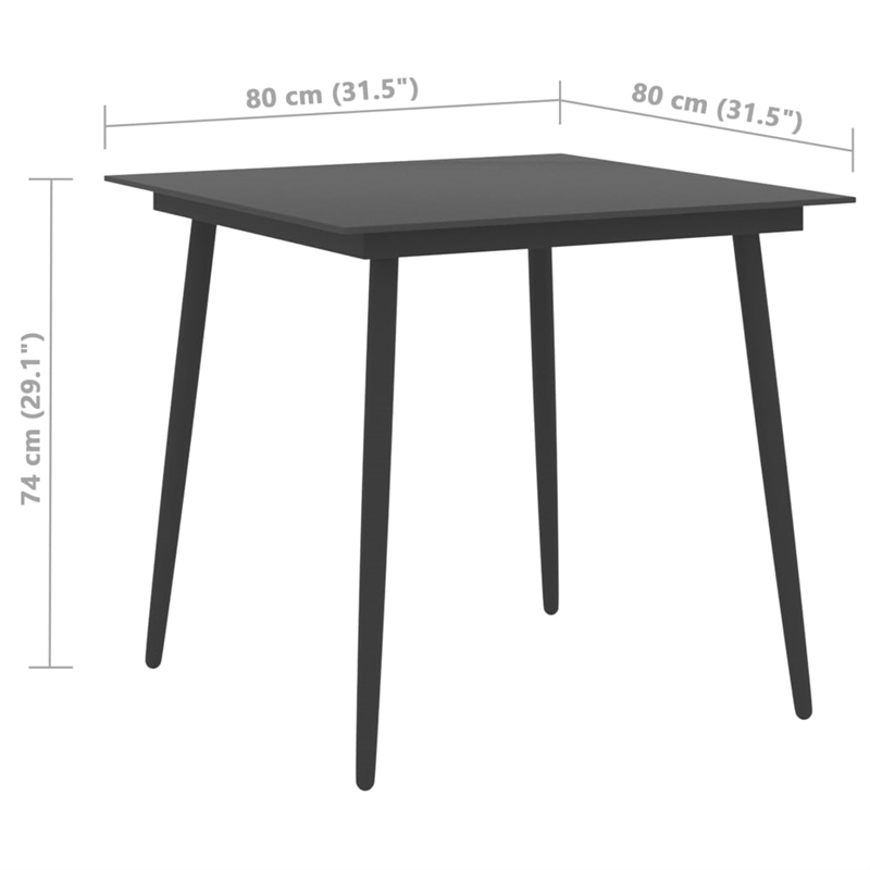 Bowery Hill PVC Rattan/Powder-Coated Steel/Glass Dining Set in Black