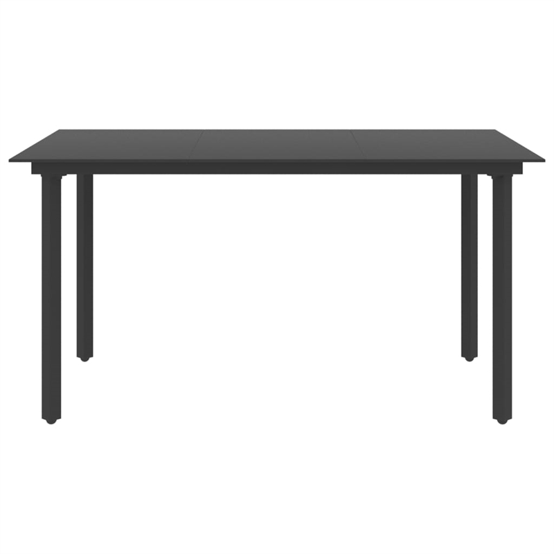 Bowery Hill Contemporary 7 Piece PVC Rattan Patio Dining Set in Black